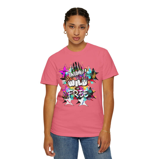Comfort Colors Unisex T-shirt - Untamed Wild and Free Bold Words Claws and Stars Design