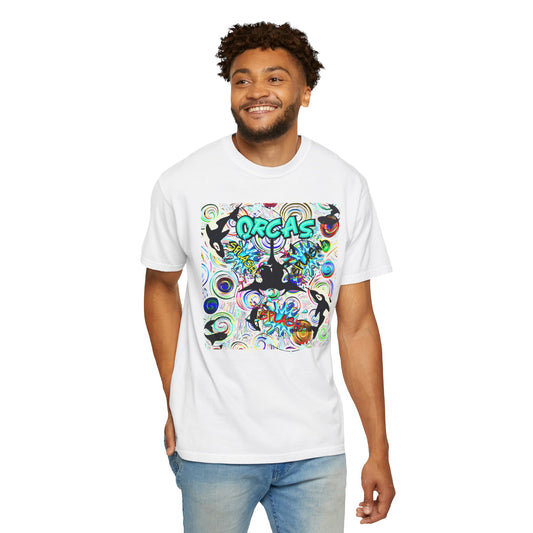 Vibrant Orcas Splashing Comfort Colors Tee