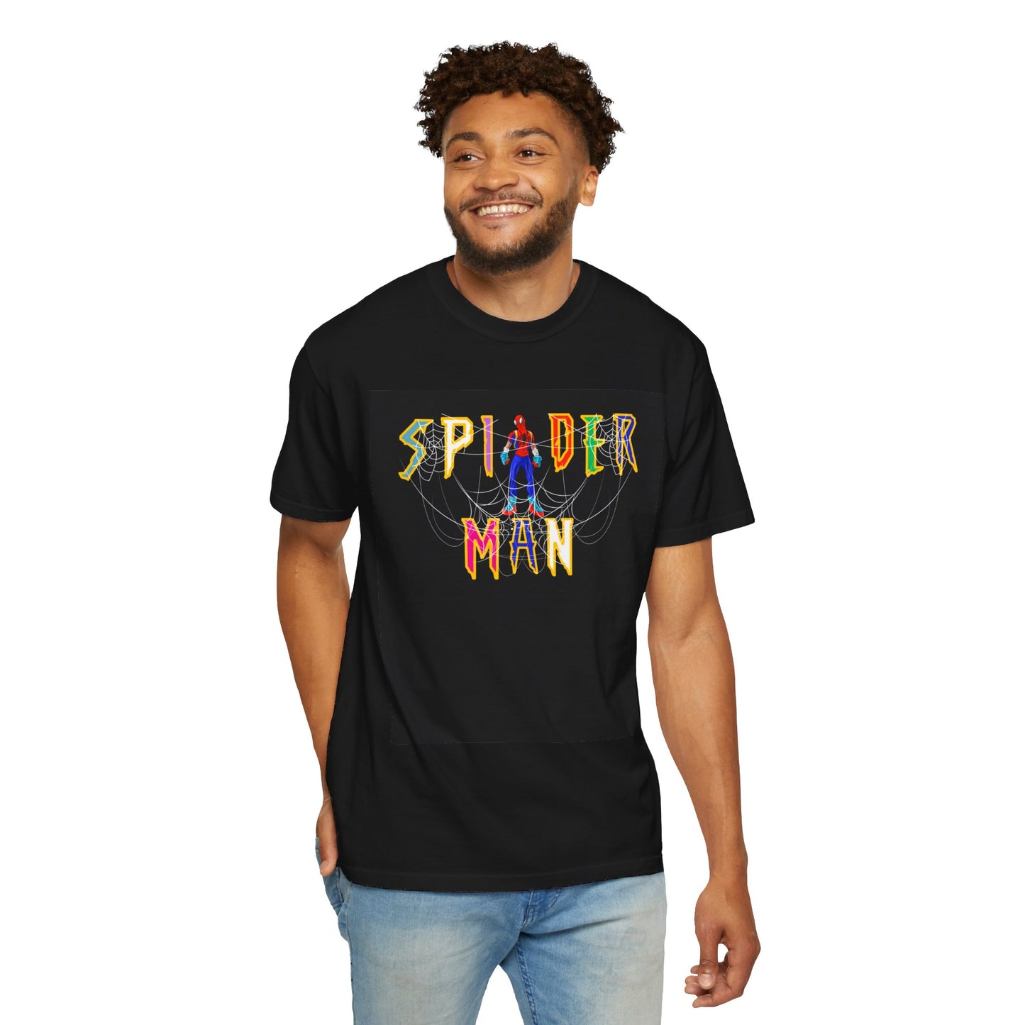 Colorful Spiderman Wording Comfort Colors T-shirt