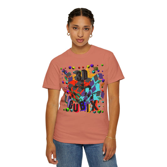 Colorful Bold Words With 3D Cubes T-shirt Design
