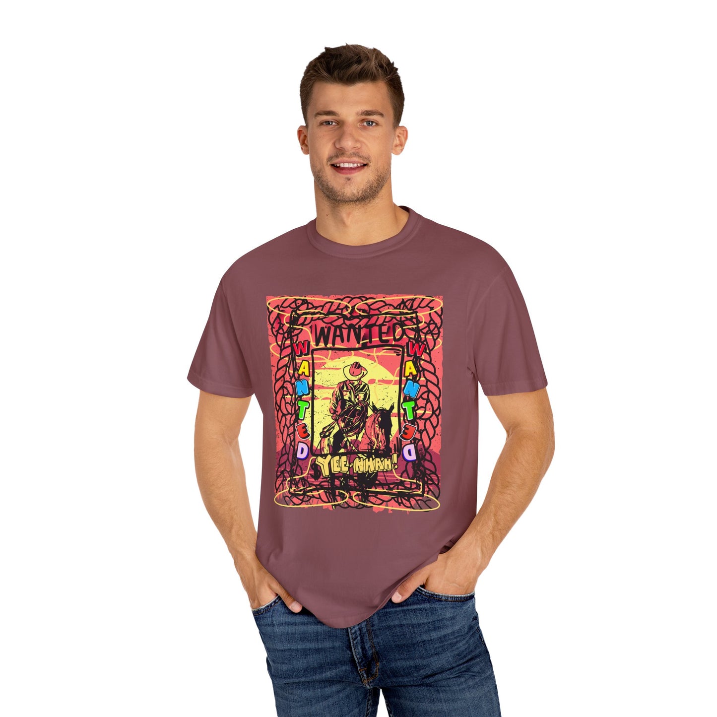 Wanted Cowboy Poster Design Comfort Colors T-shirt