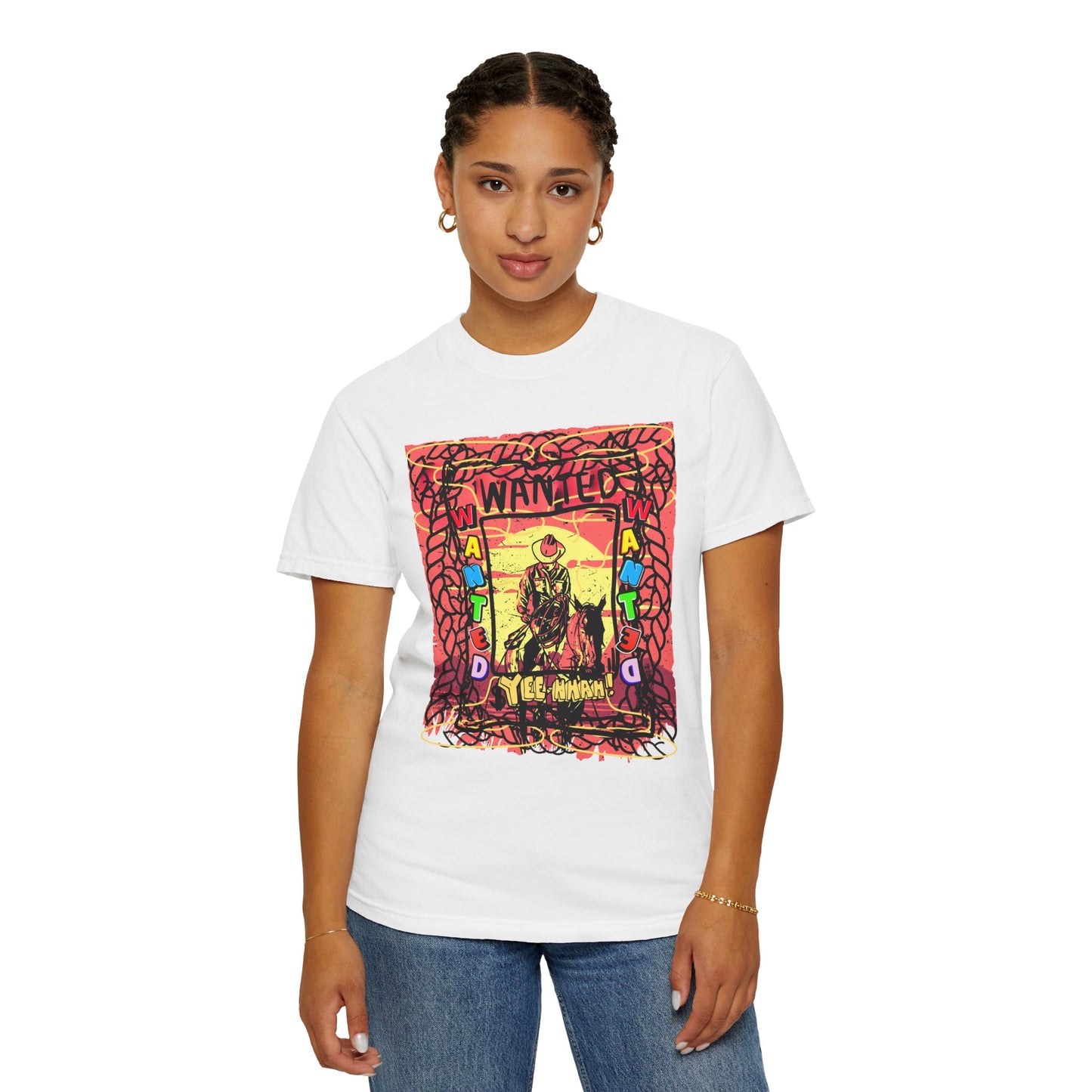 Wanted Cowboy Poster Design Comfort Colors T-shirt