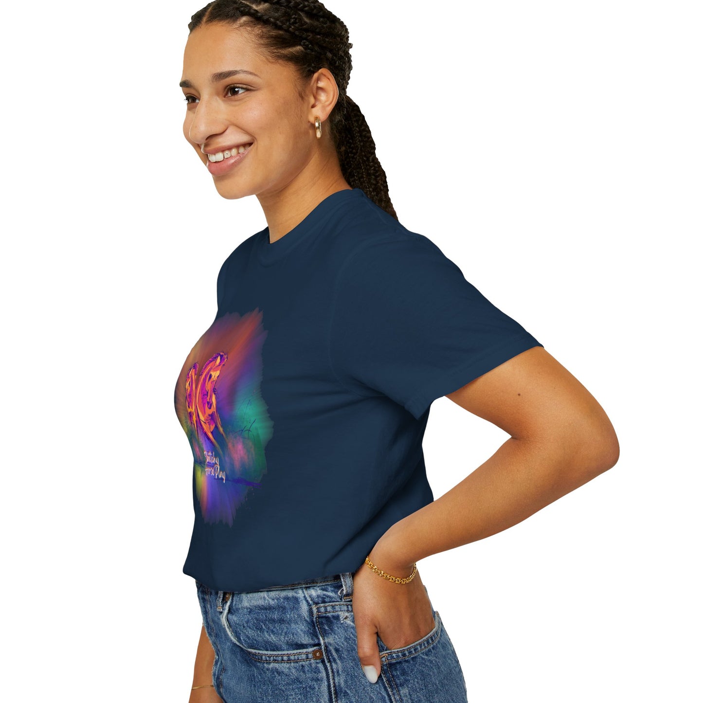 Colorful "Sketchy Horseplay" Comfort Colors T-shirt