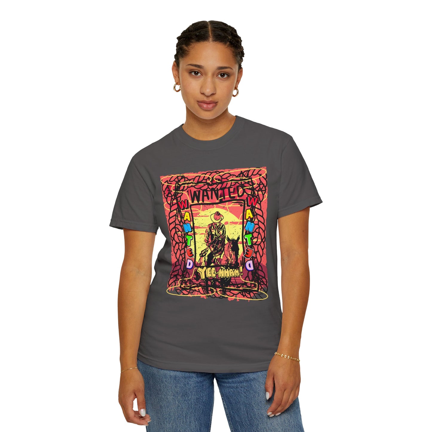 Wanted Cowboy Poster Design Comfort Colors T-shirt