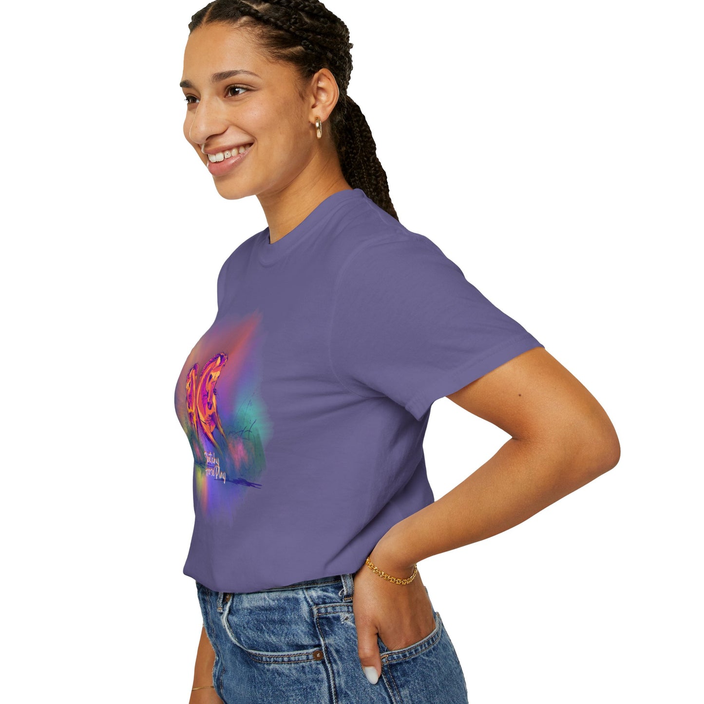 Colorful "Sketchy Horseplay" Comfort Colors T-shirt