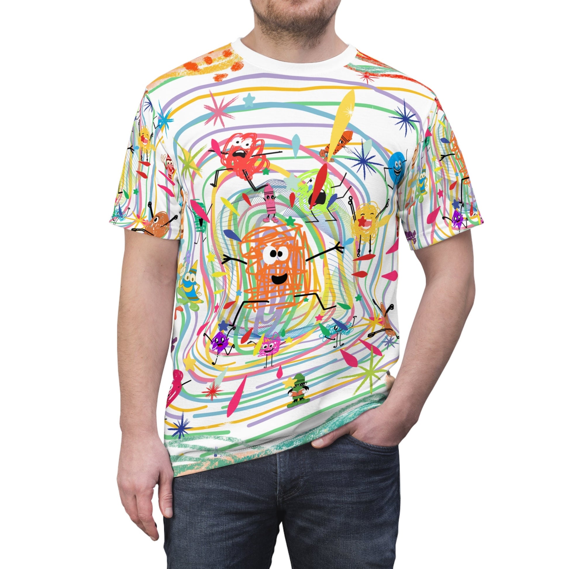 Kaleidoscope Of Vibrant Crayola Playtime Magic Unisex Cut & Sew T-Shirt