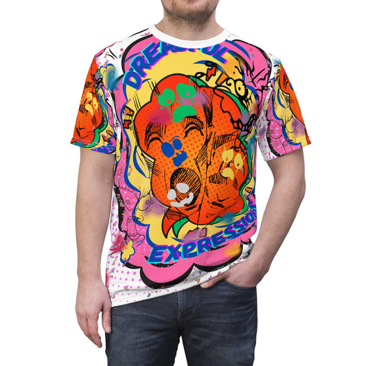 Dreadful! Yet Vibrant Facial Expressions Unisex Cut & Sew T-Shirt