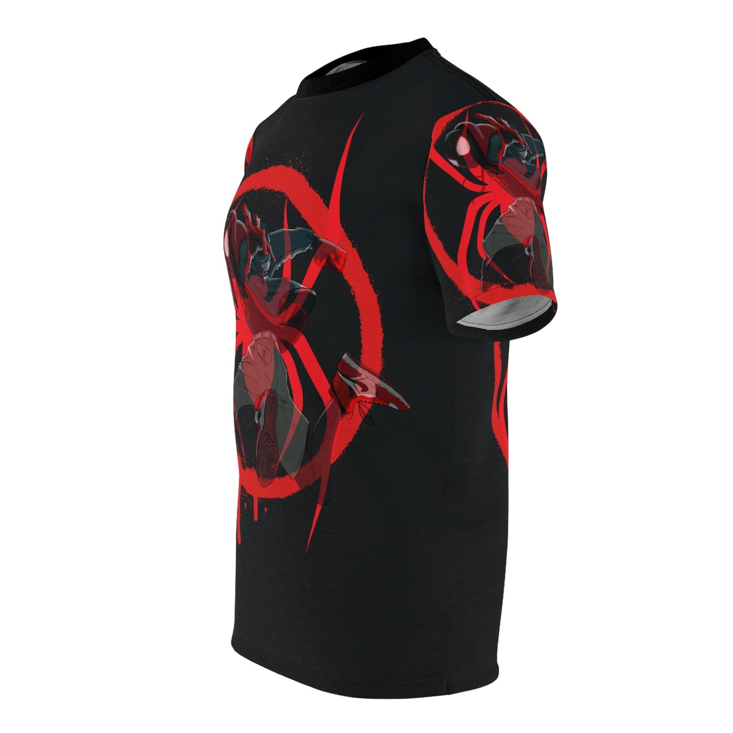 Miles Morales Unisex Cut & Sew Black Tee (AOP)