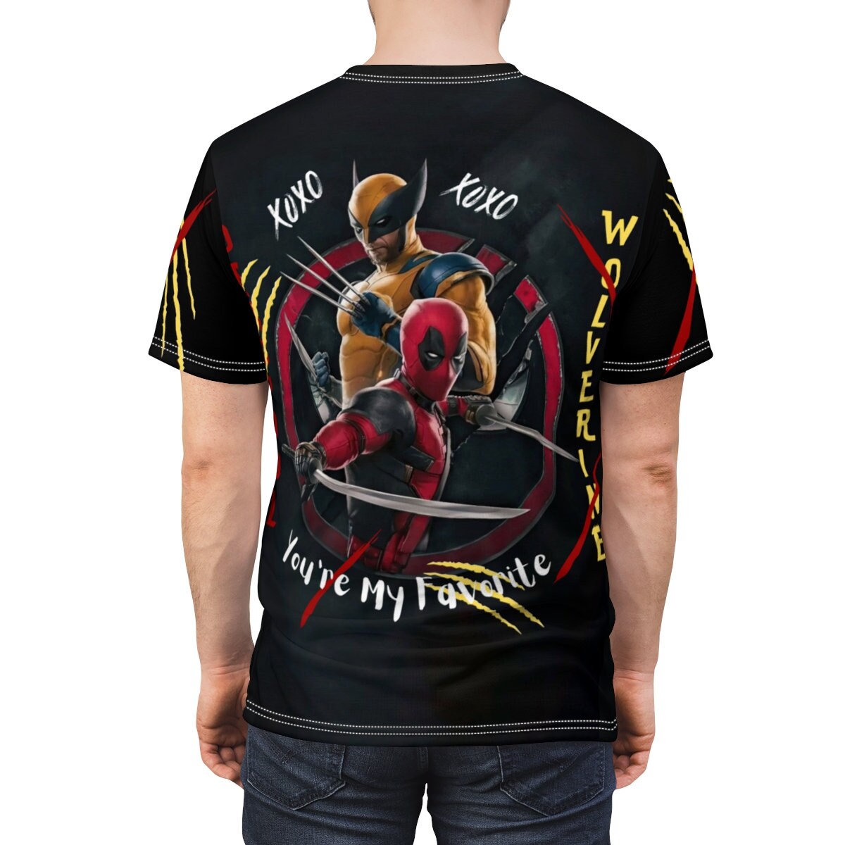 Deadpool Wolverine "You're My Favorite" Unisex Cut & Sew T-Shirt (AOP)