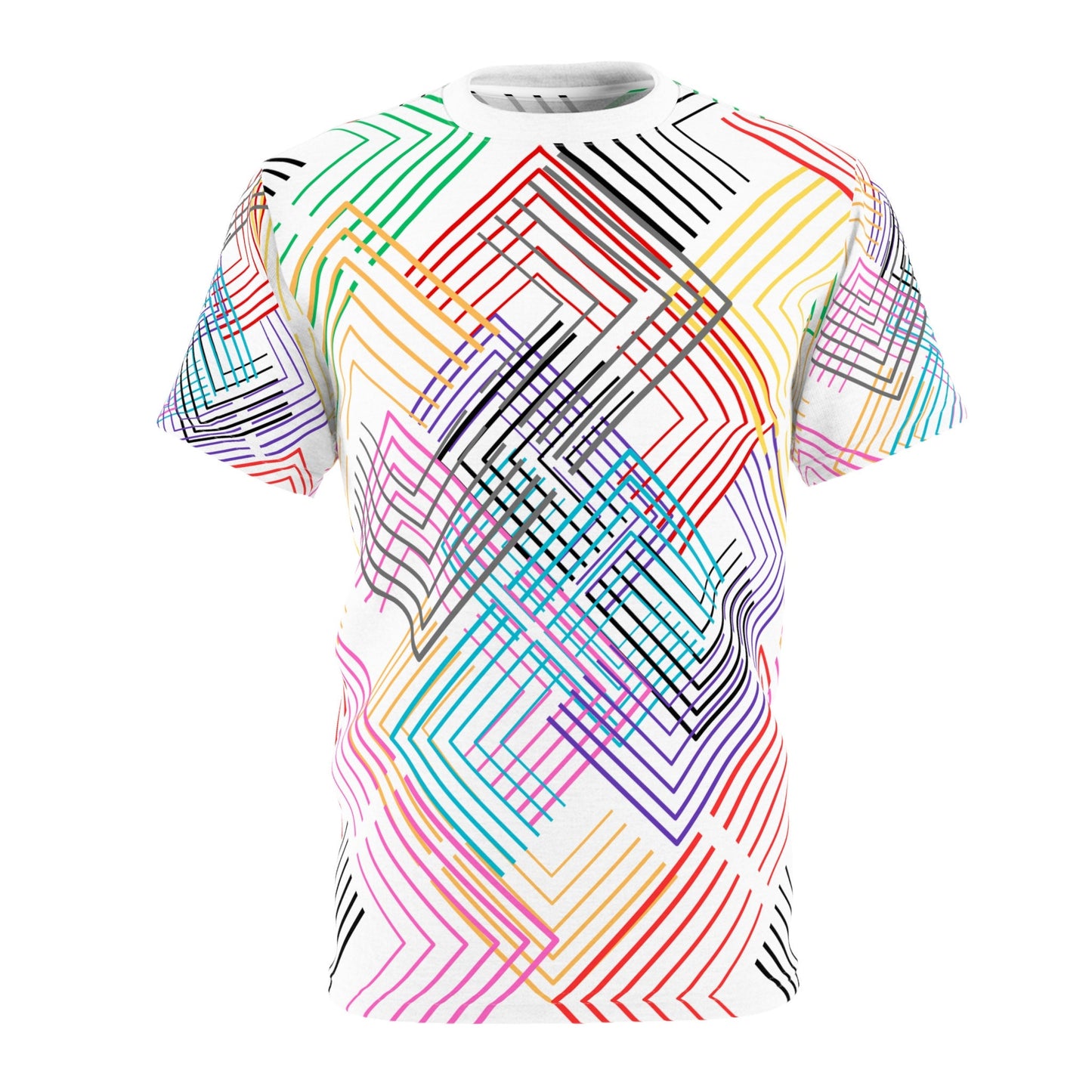 Colorful Geometrical Maze Unisex Cut & Sew T-Shirt (AOP)