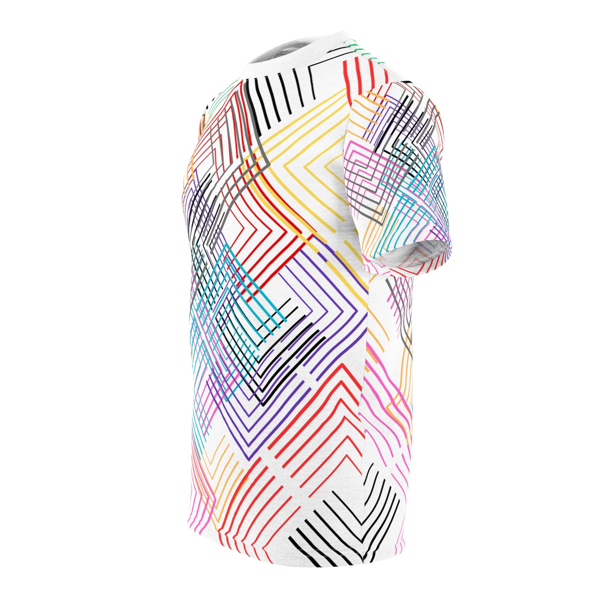Colorful Geometrical Maze Unisex Cut & Sew T-Shirt (AOP)