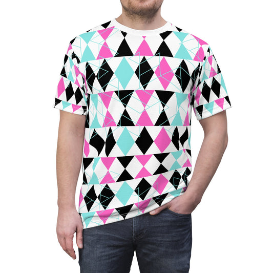 Vibrant Reflective Geometrical Pattern "All Over Print Unisex" Cut & Sew T-Shirt (AOP)