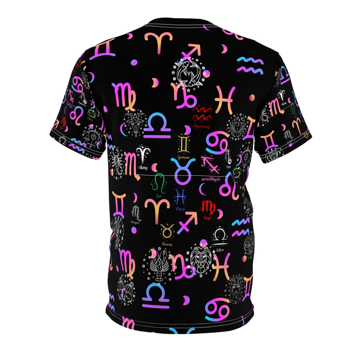 Colorful Neon Zodiac Signs "All Over Print" Unisex Cut & Sew T-Shirt