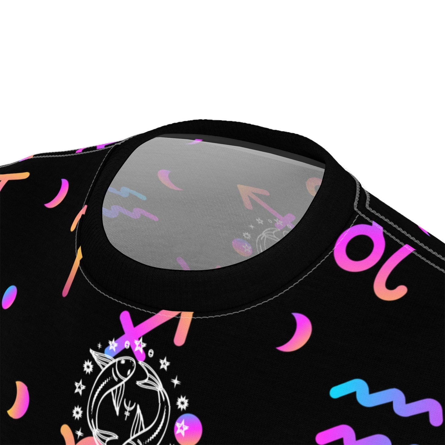 Colorful Neon Zodiac Signs "All Over Print" Unisex Cut & Sew T-Shirt
