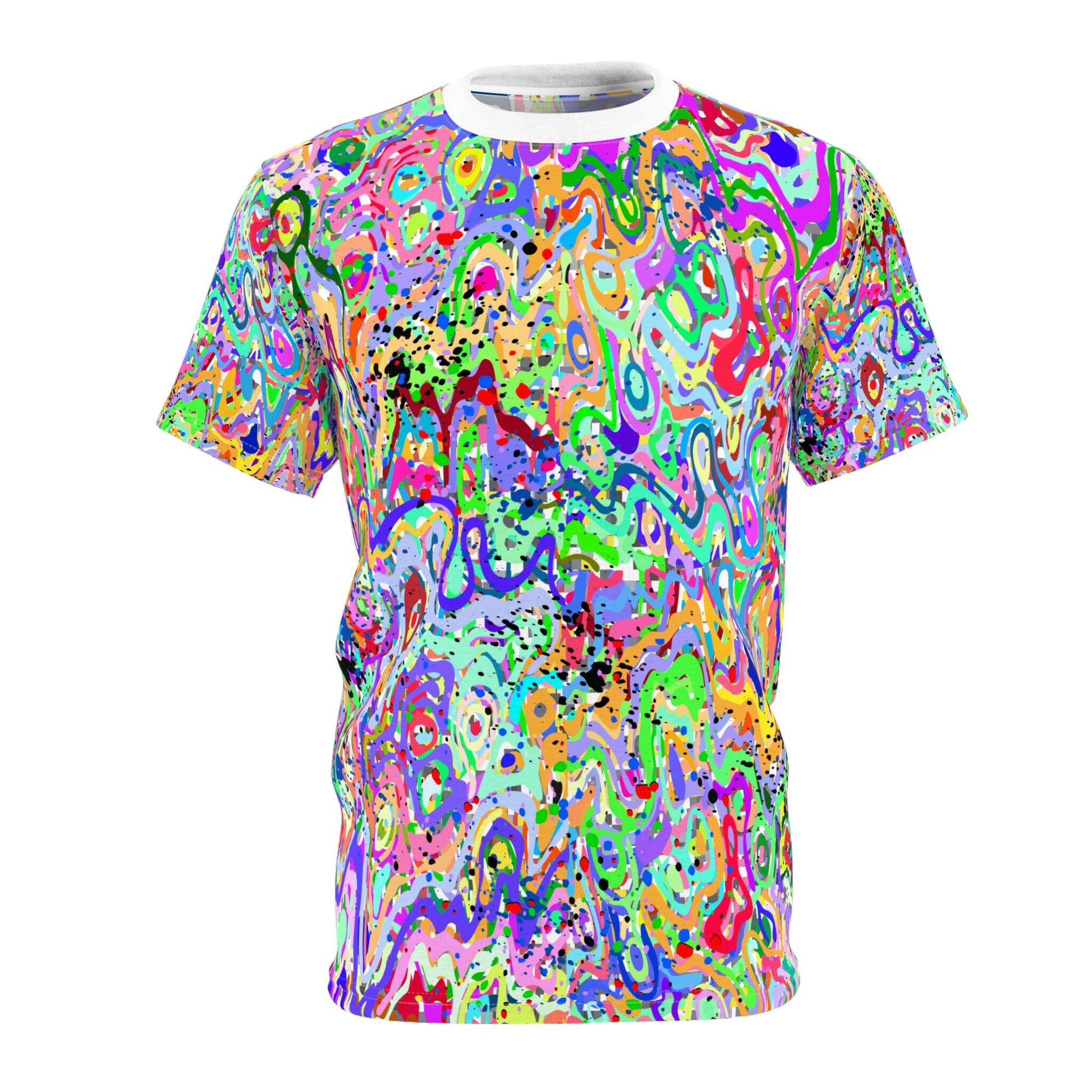 Colorful Abstract Paint Splatter "All Over Print" Unisex Cut & Sew T-Shirt