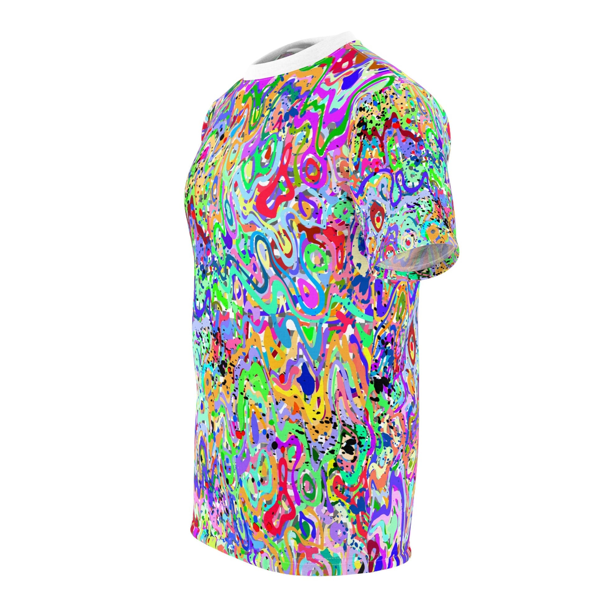 Colorful Abstract Paint Splatter "All Over Print" Unisex Cut & Sew T-Shirt