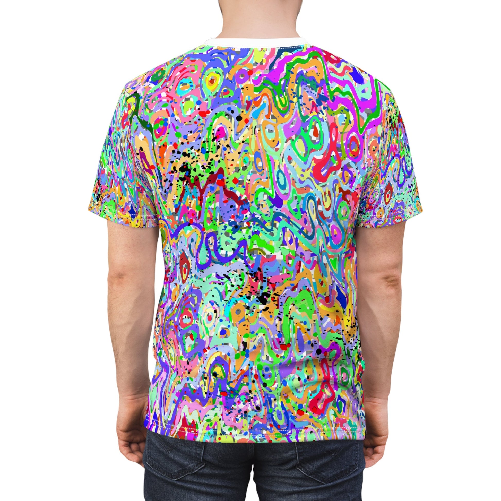 Colorful Abstract Paint Splatter "All Over Print" Unisex Cut & Sew T-Shirt