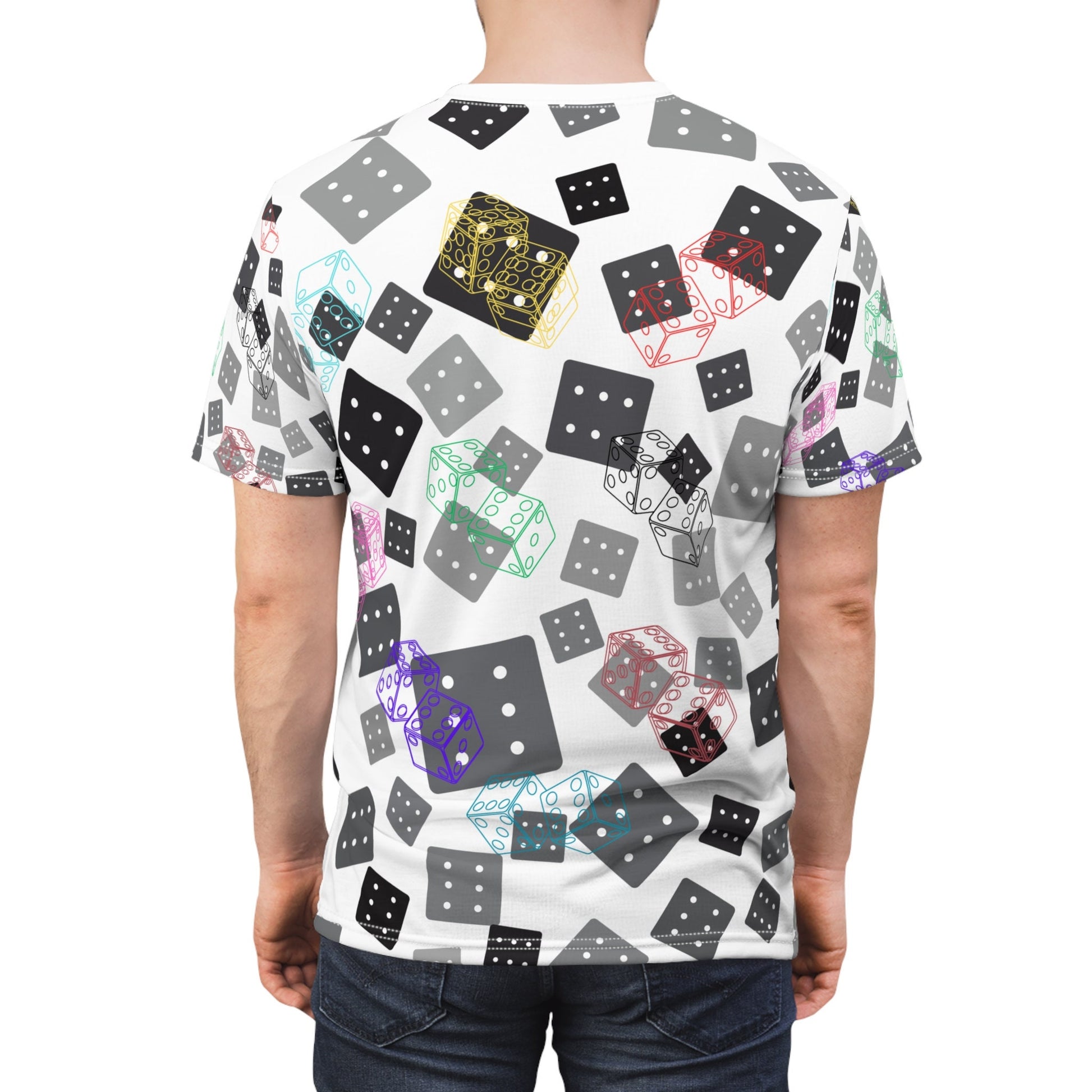 Colorful "Dicey Dice" All Over Print Unisex Cut & Sew T-Shirt