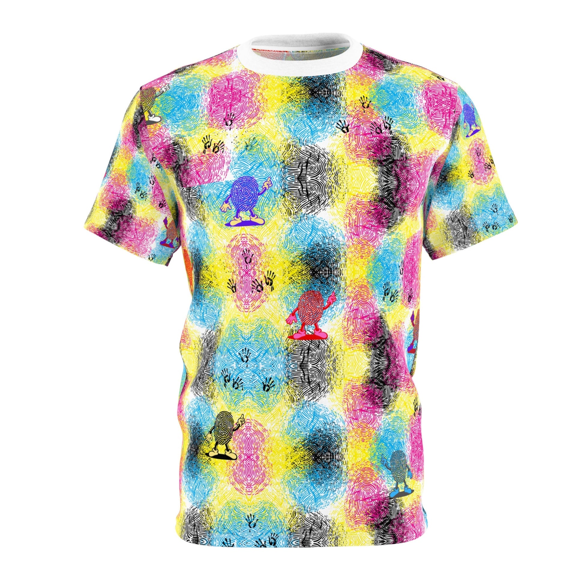Colorful Fingerprinted Pattern "All Over Print" Unisex Cut & Sew T-Shirt
