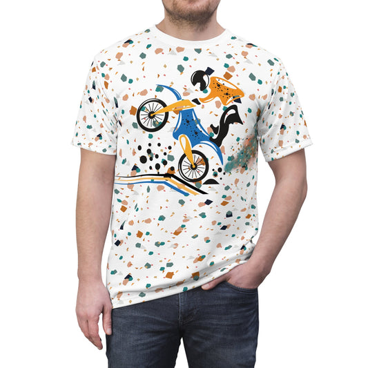 Brilliant Motocross Gravel-Themed "All Over Print" Unisex Cut & Sew T-Shirt