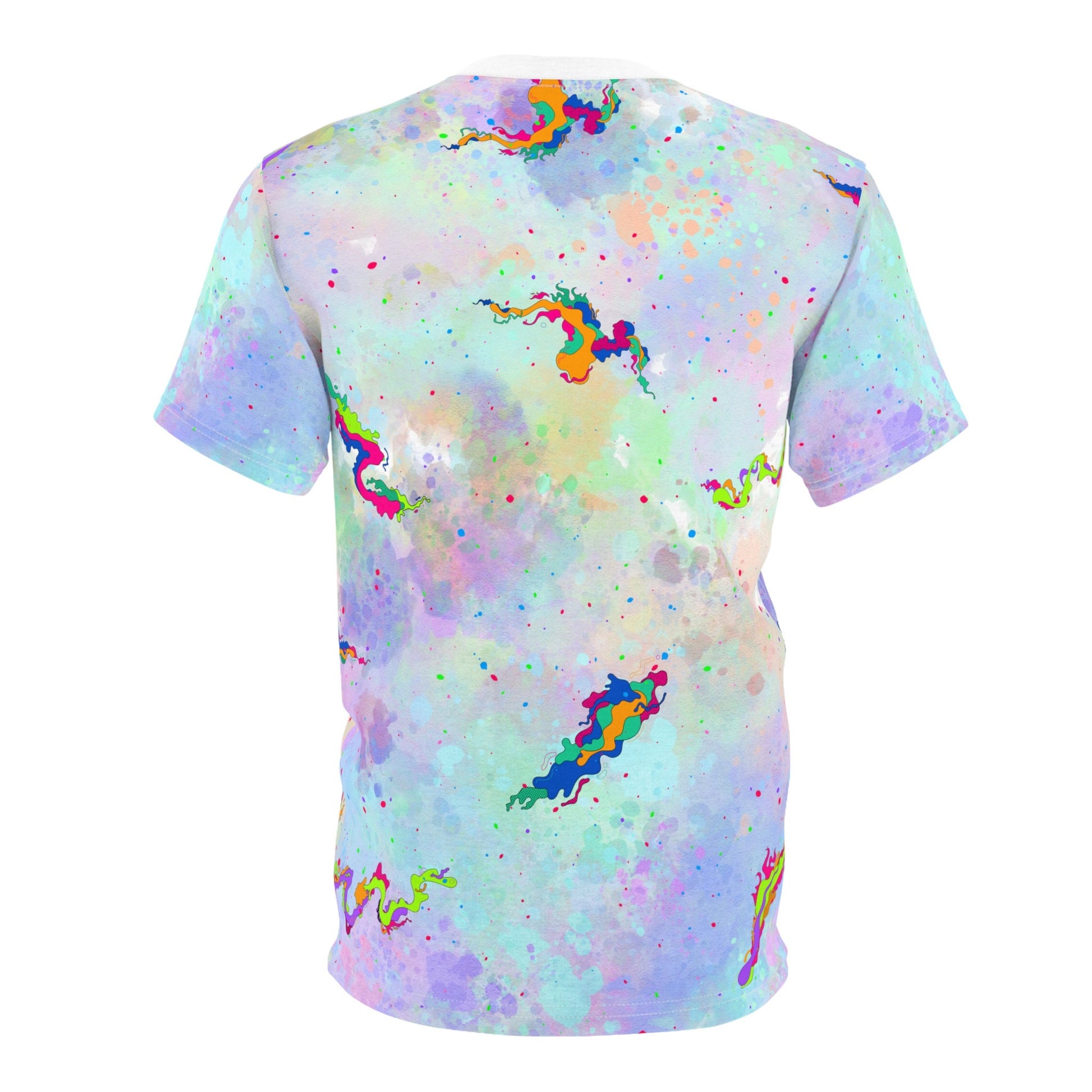 Colorful Cat Paint-Splatter "All Over Print" Unisex Cut & Sew T-Shirt