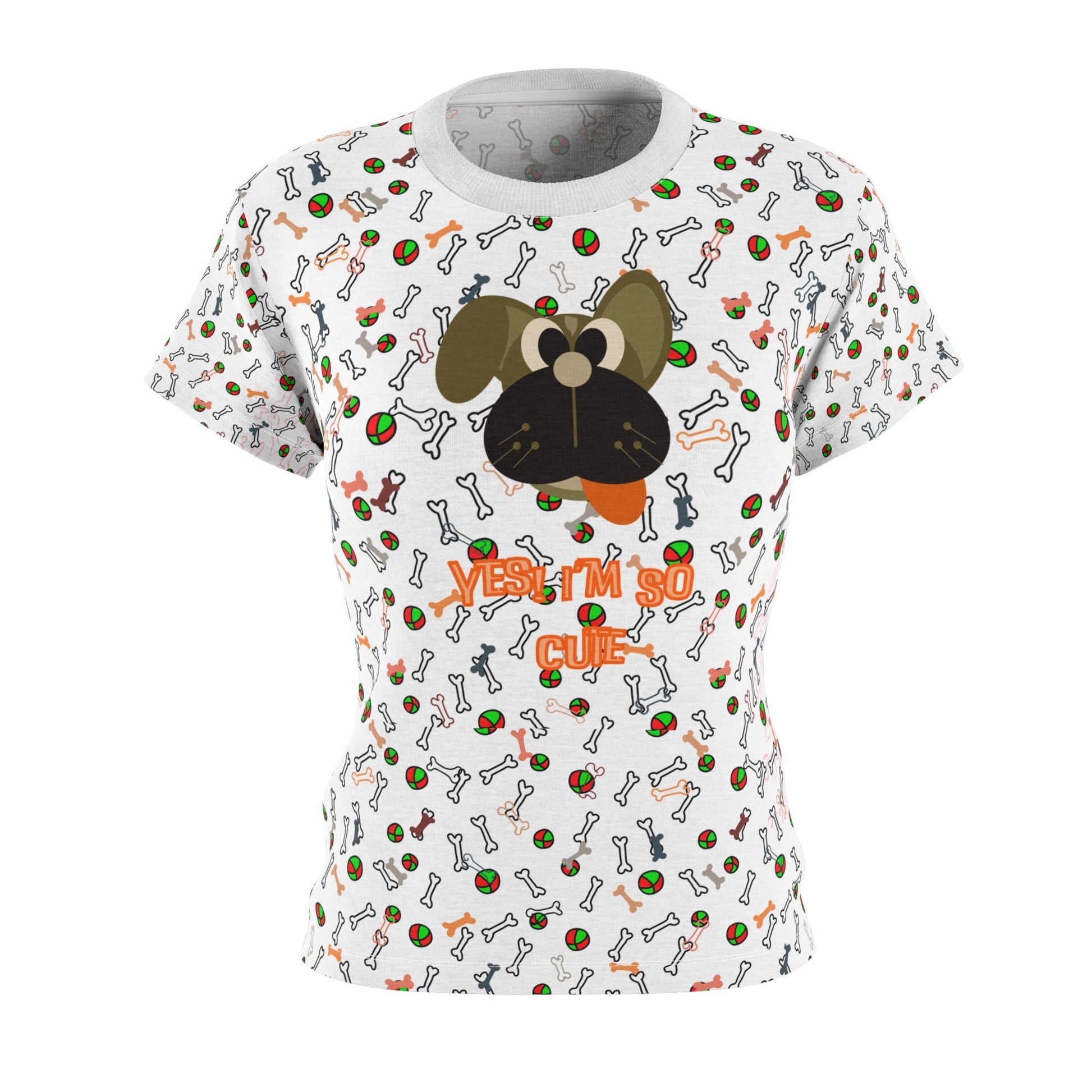 Cute Puppy Bones And Balls Theme "All Over Print" Women's Cut & Sew T-Shirt