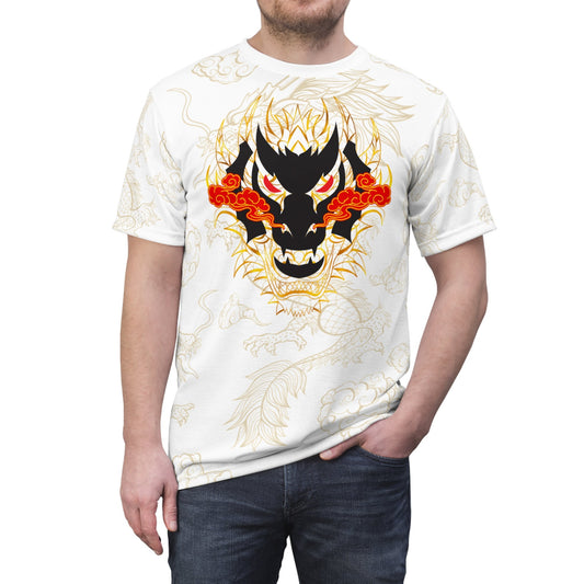 Whimsical Dragon Visage "All Over Print" Unisex Cut & Sew T-Shirt