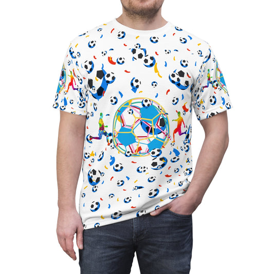 Colorful Soccer Rebel Art Unisex Cut & Sew T-Shirt