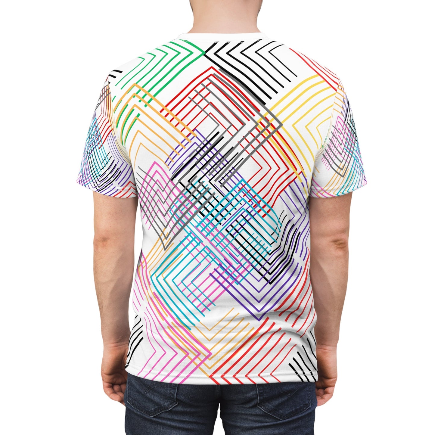 Colorful Geometrical Maze Unisex Cut & Sew T-Shirt (AOP)