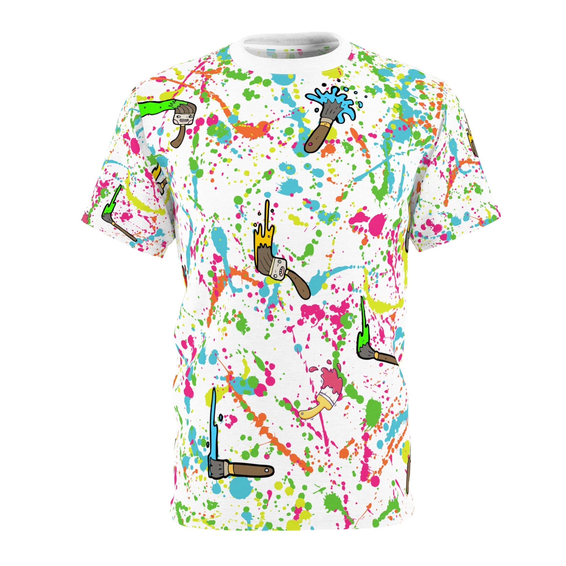 Paint Brush And Splatter "All Over Print" Unisex Cut & Sew T-Shirt (AOP)