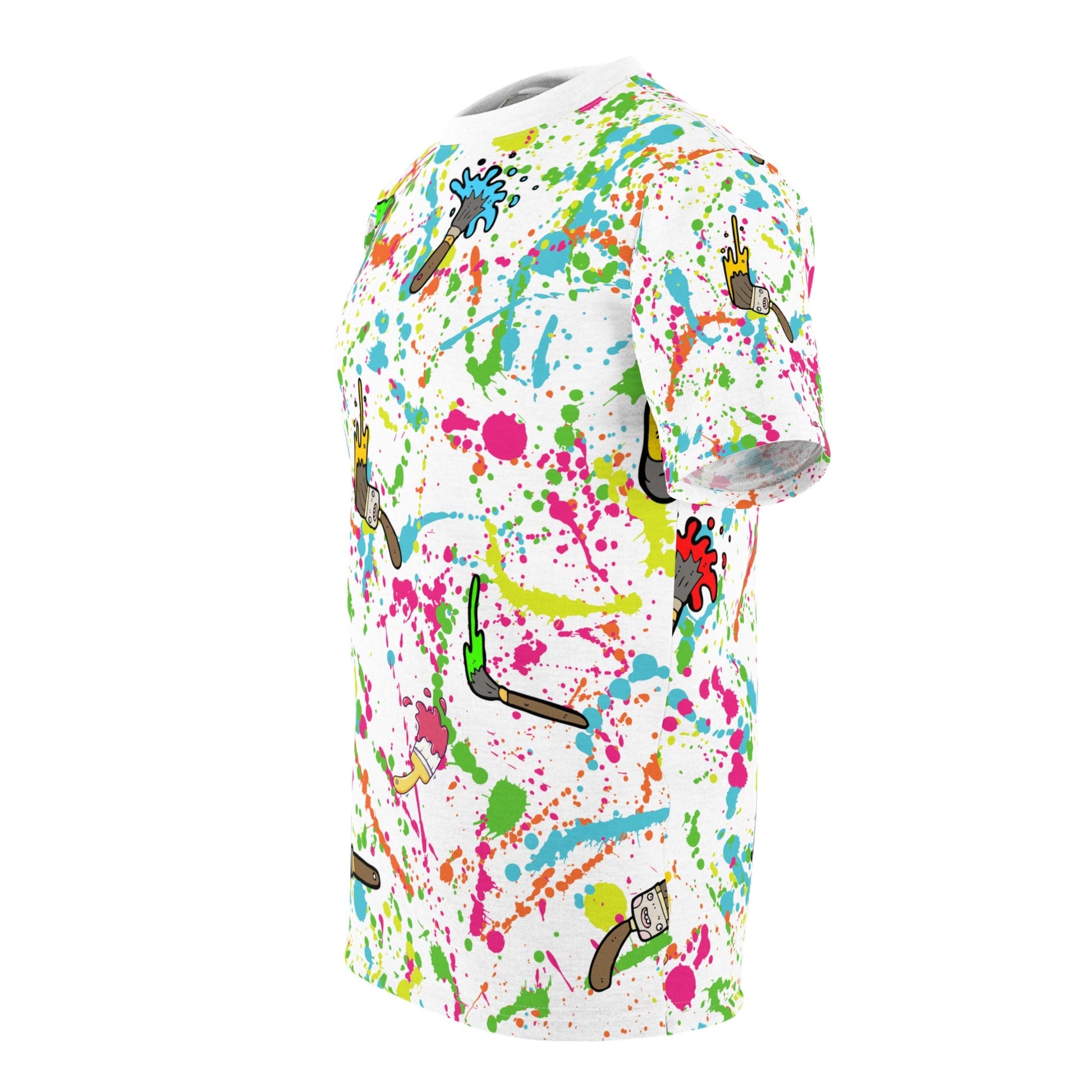 Paint Brush And Splatter "All Over Print" Unisex Cut & Sew T-Shirt (AOP)