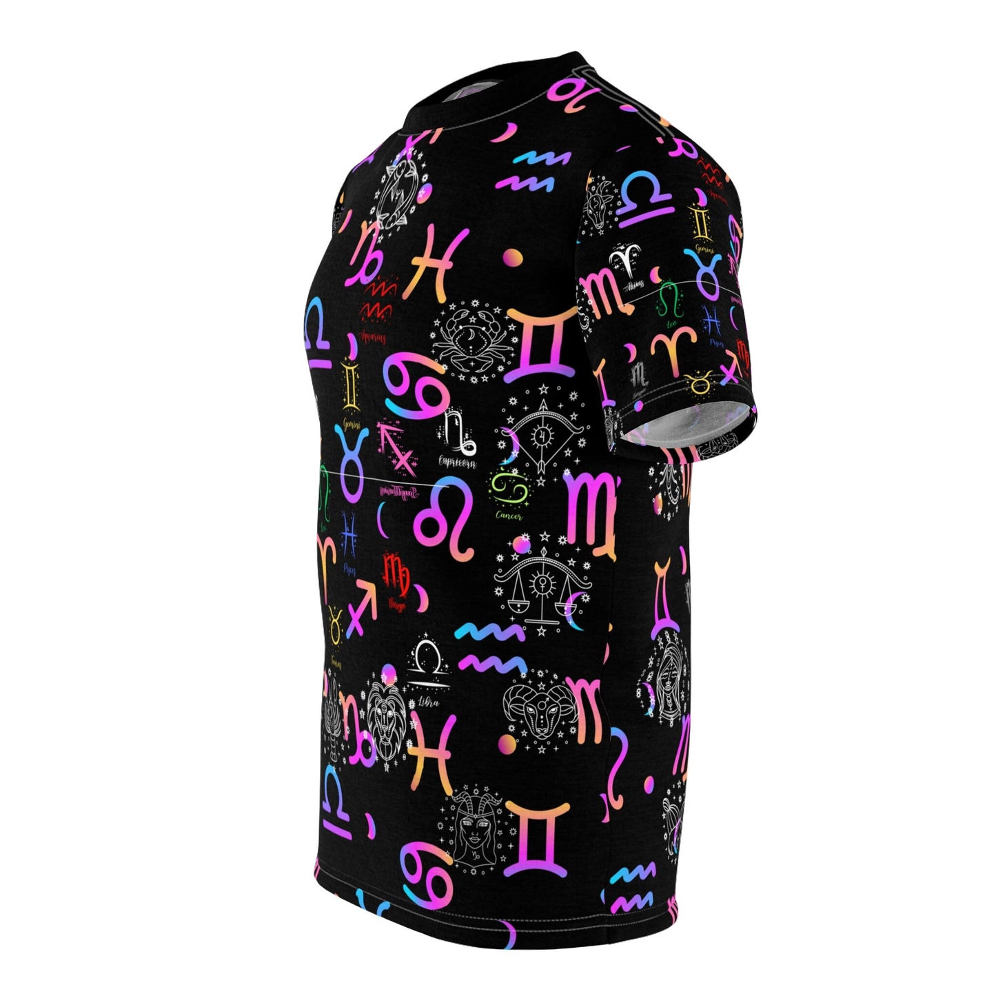 Colorful Neon Zodiac Signs "All Over Print" Unisex Cut & Sew T-Shirt