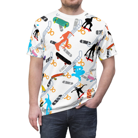 Colorful Skateboarding "All Over Print" Unisex Cut & Sew T-Shirt