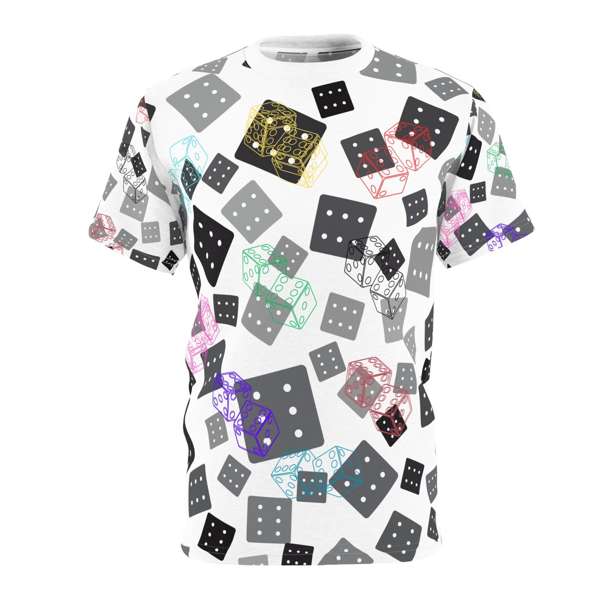Colorful "Dicey Dice" All Over Print Unisex Cut & Sew T-Shirt