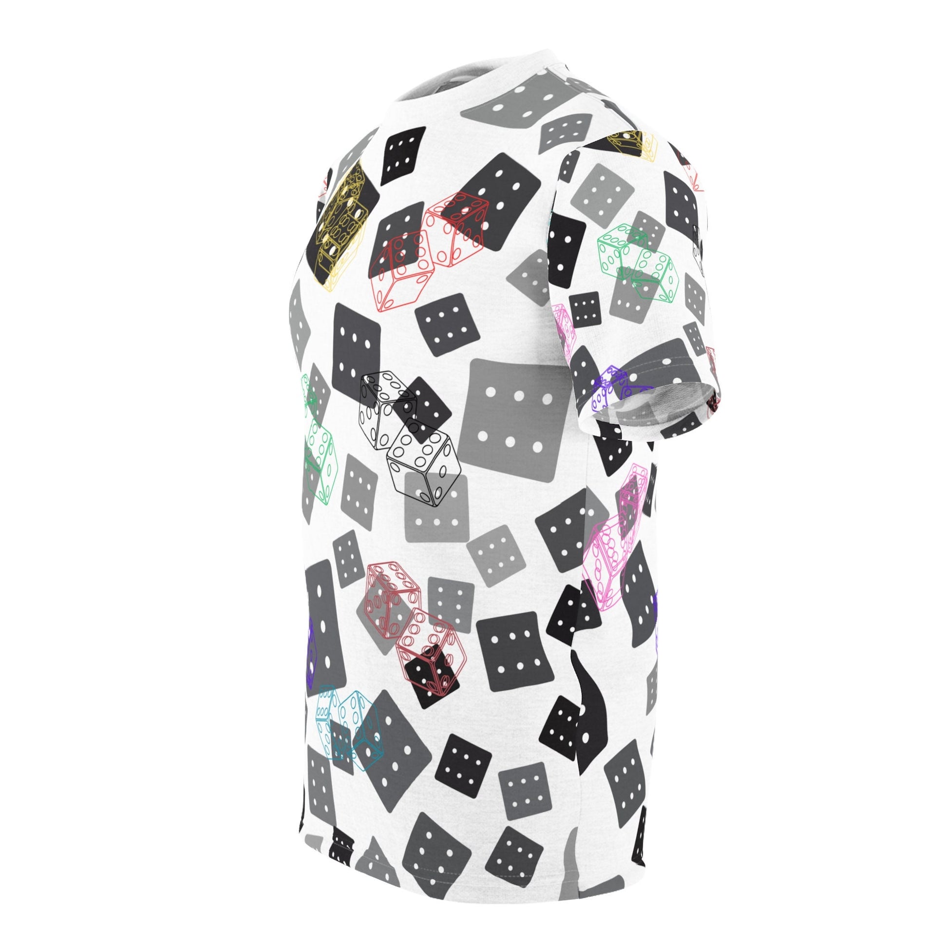 Colorful "Dicey Dice" All Over Print Unisex Cut & Sew T-Shirt