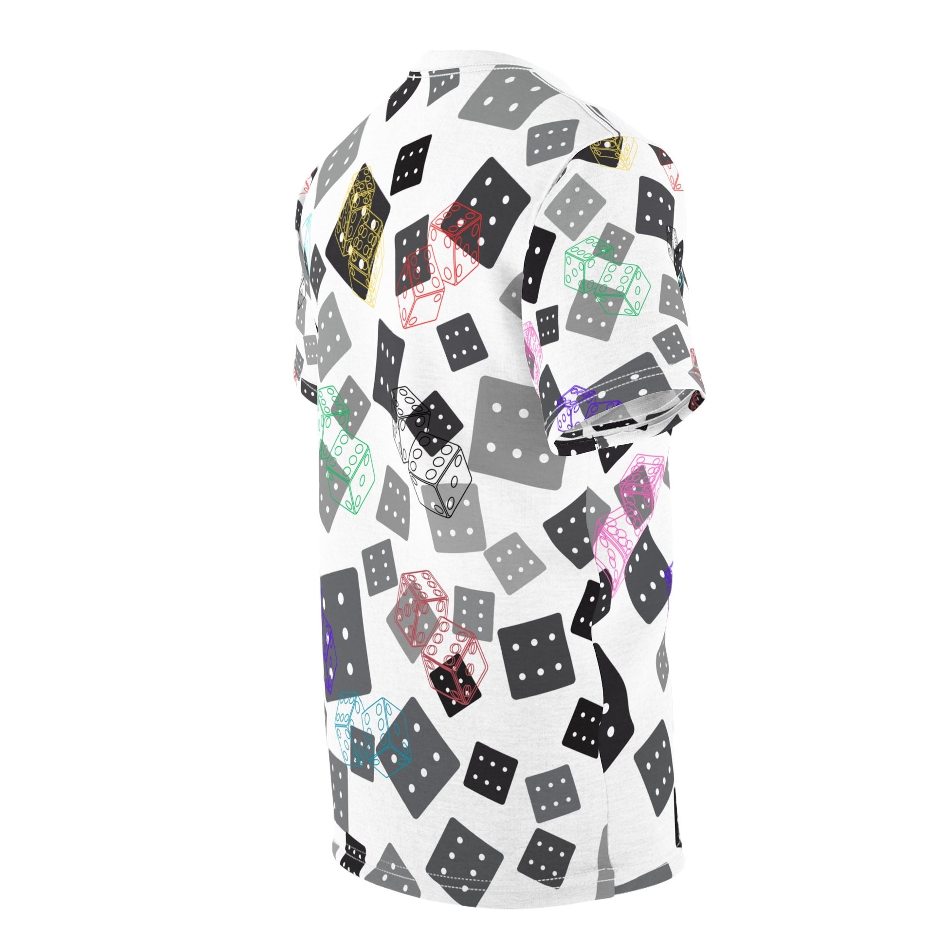 Colorful "Dicey Dice" All Over Print Unisex Cut & Sew T-Shirt