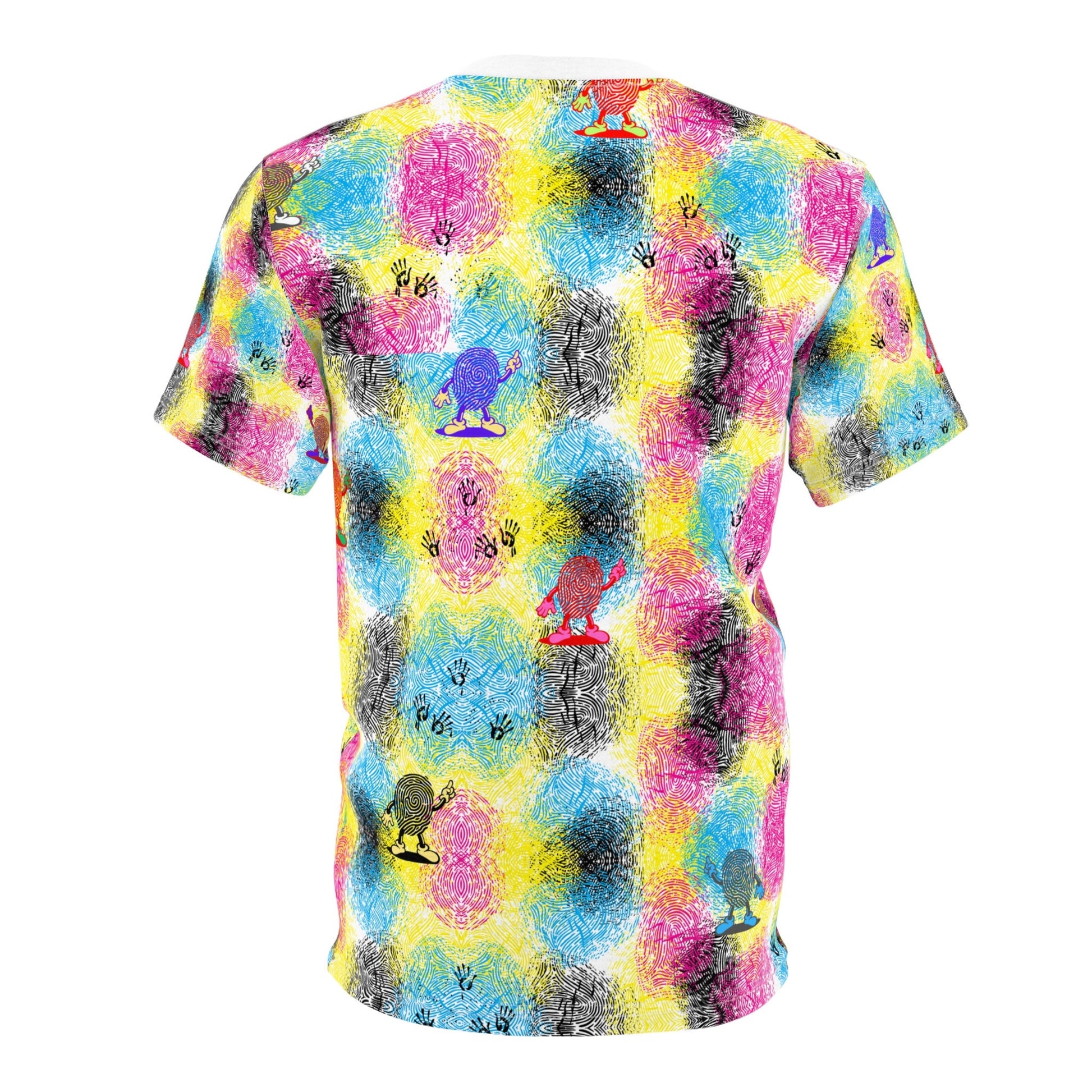 Colorful Fingerprinted Pattern "All Over Print" Unisex Cut & Sew T-Shirt