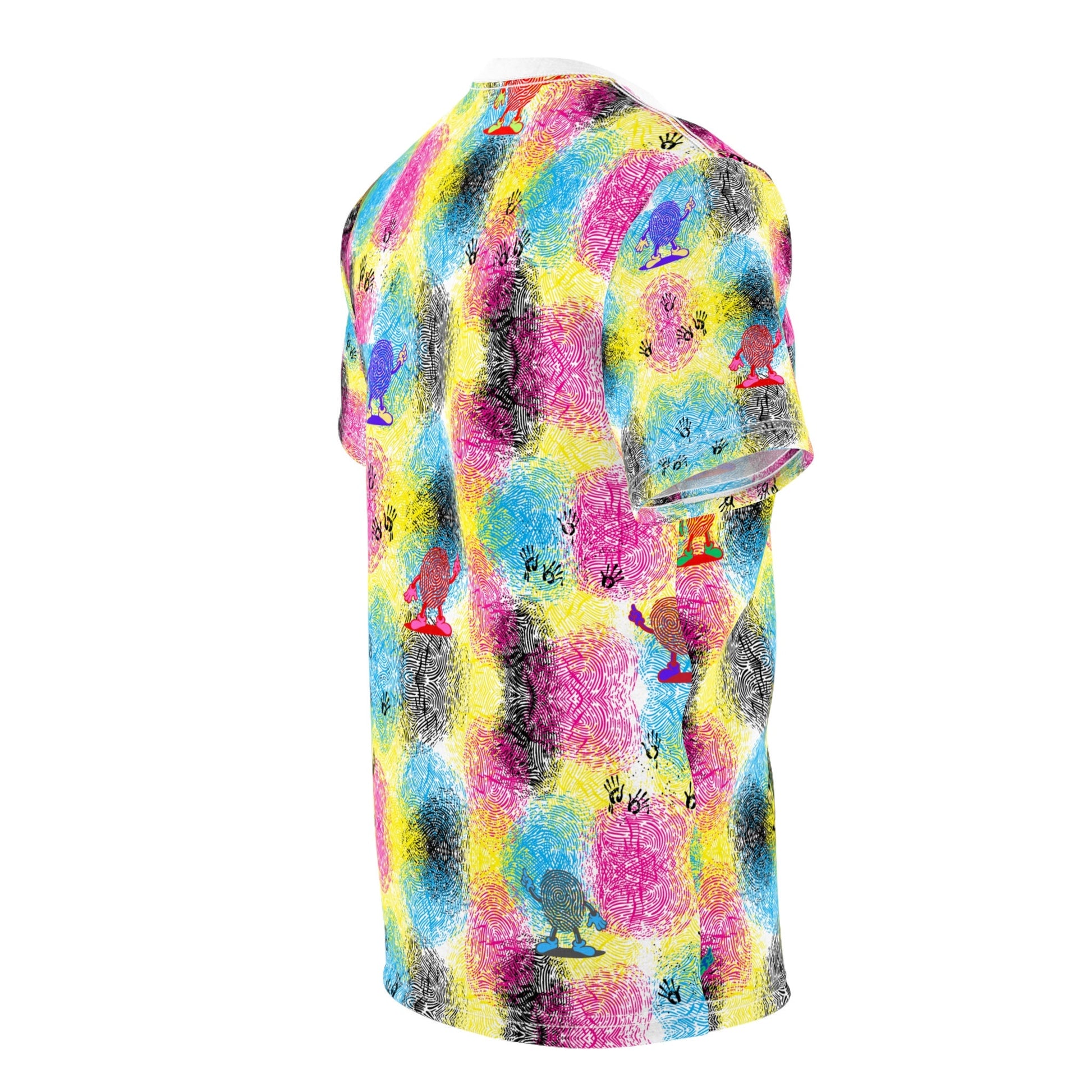 Colorful Fingerprinted Pattern "All Over Print" Unisex Cut & Sew T-Shirt