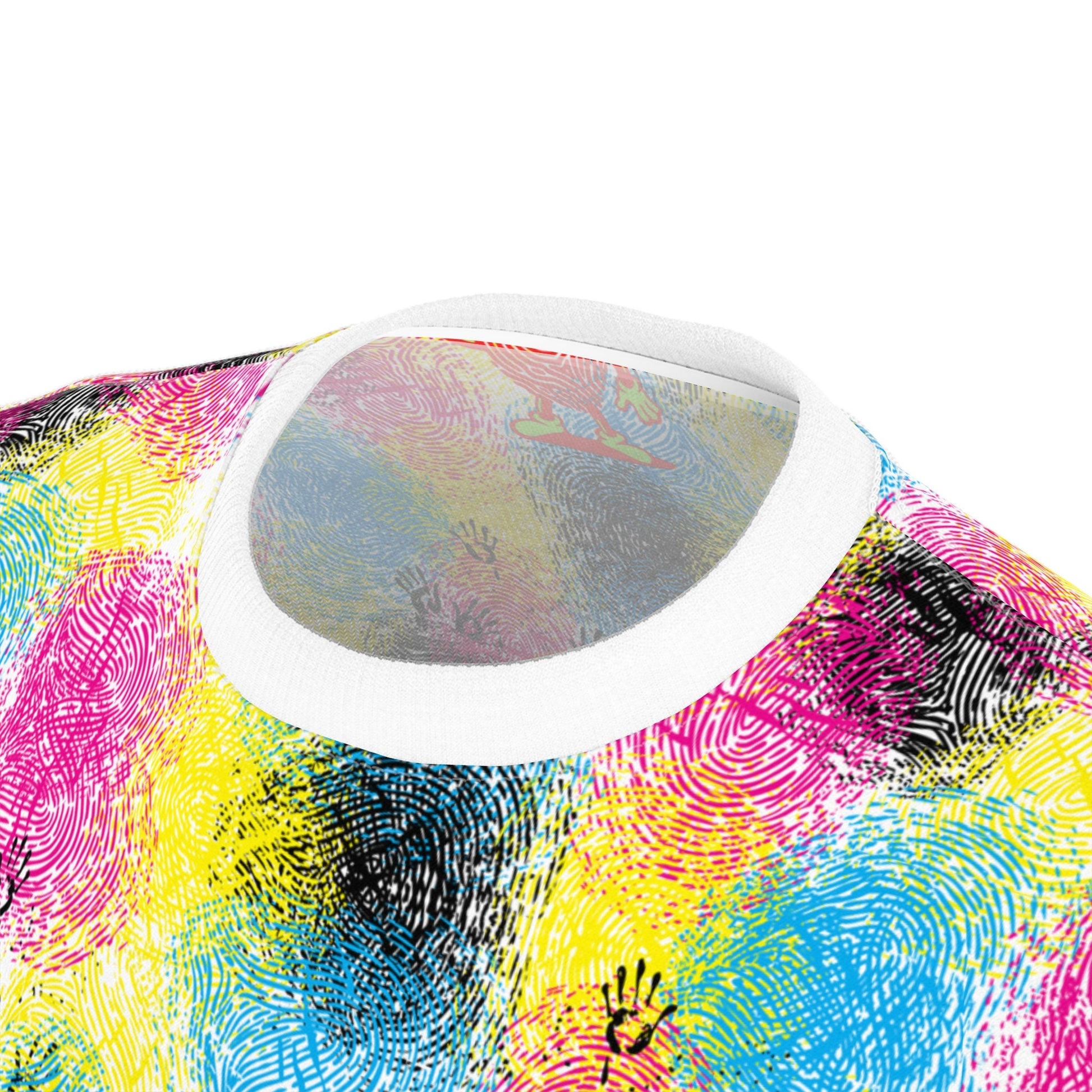 Colorful Fingerprinted Pattern "All Over Print" Unisex Cut & Sew T-Shirt