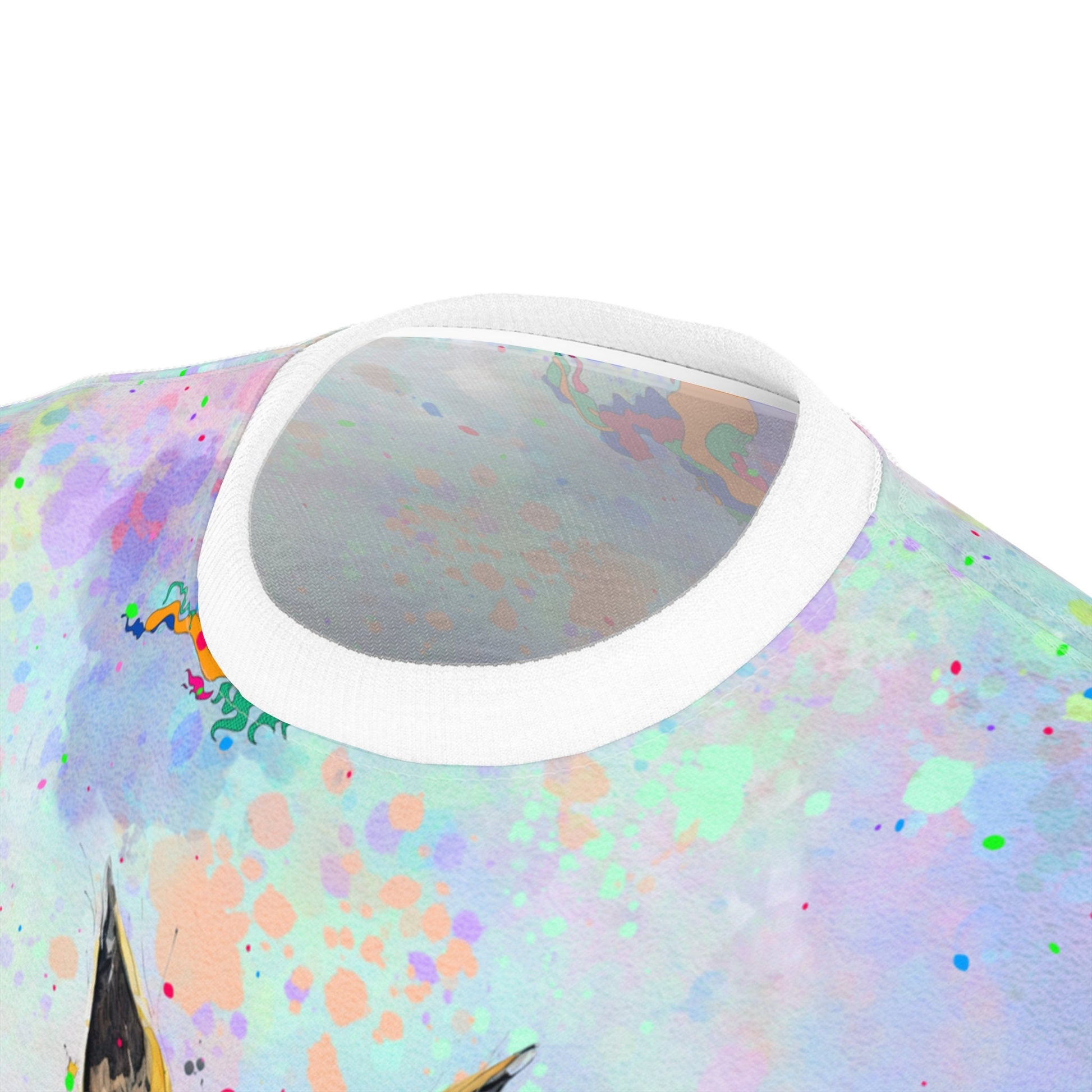 Colorful Cat Paint-Splatter "All Over Print" Unisex Cut & Sew T-Shirt