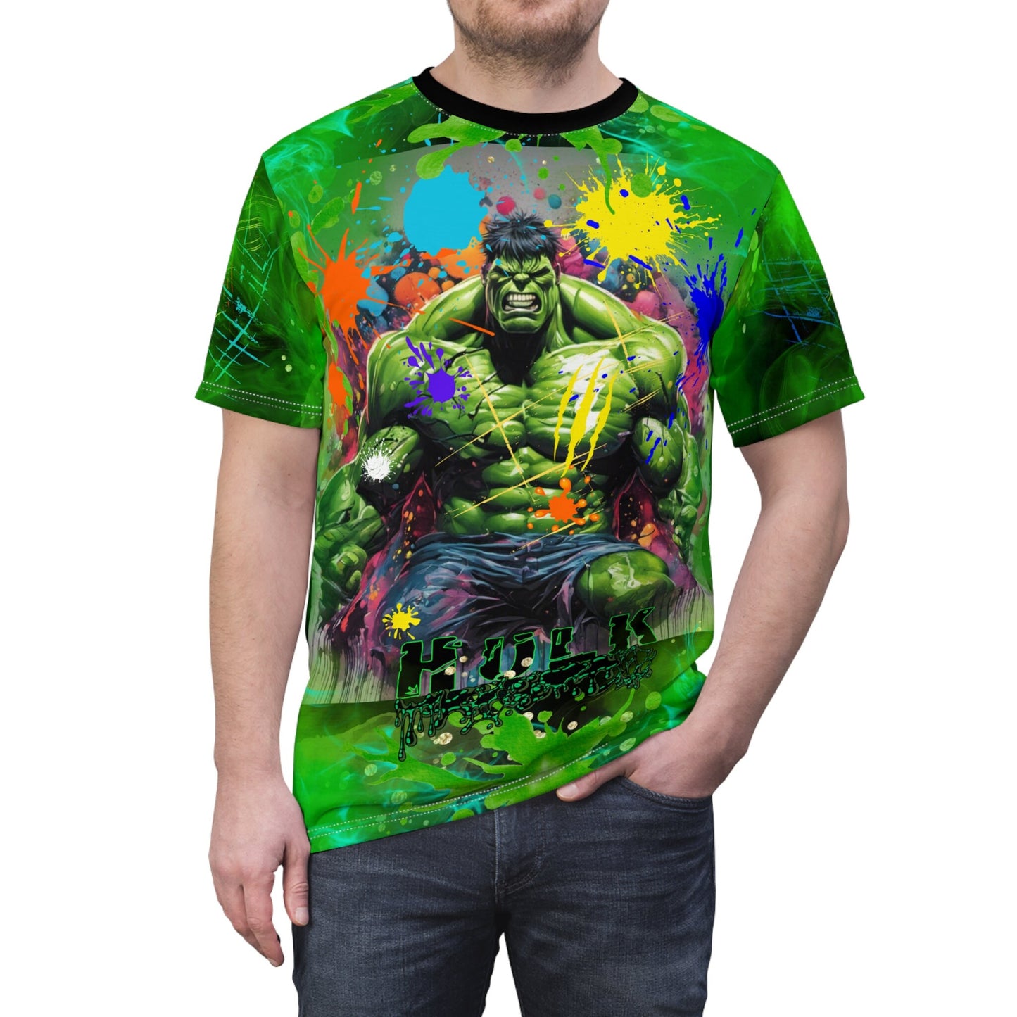 Brilliant! "Hulk" Paint-Splatter All Over Print Unisex Cut & Sew T-Shirt