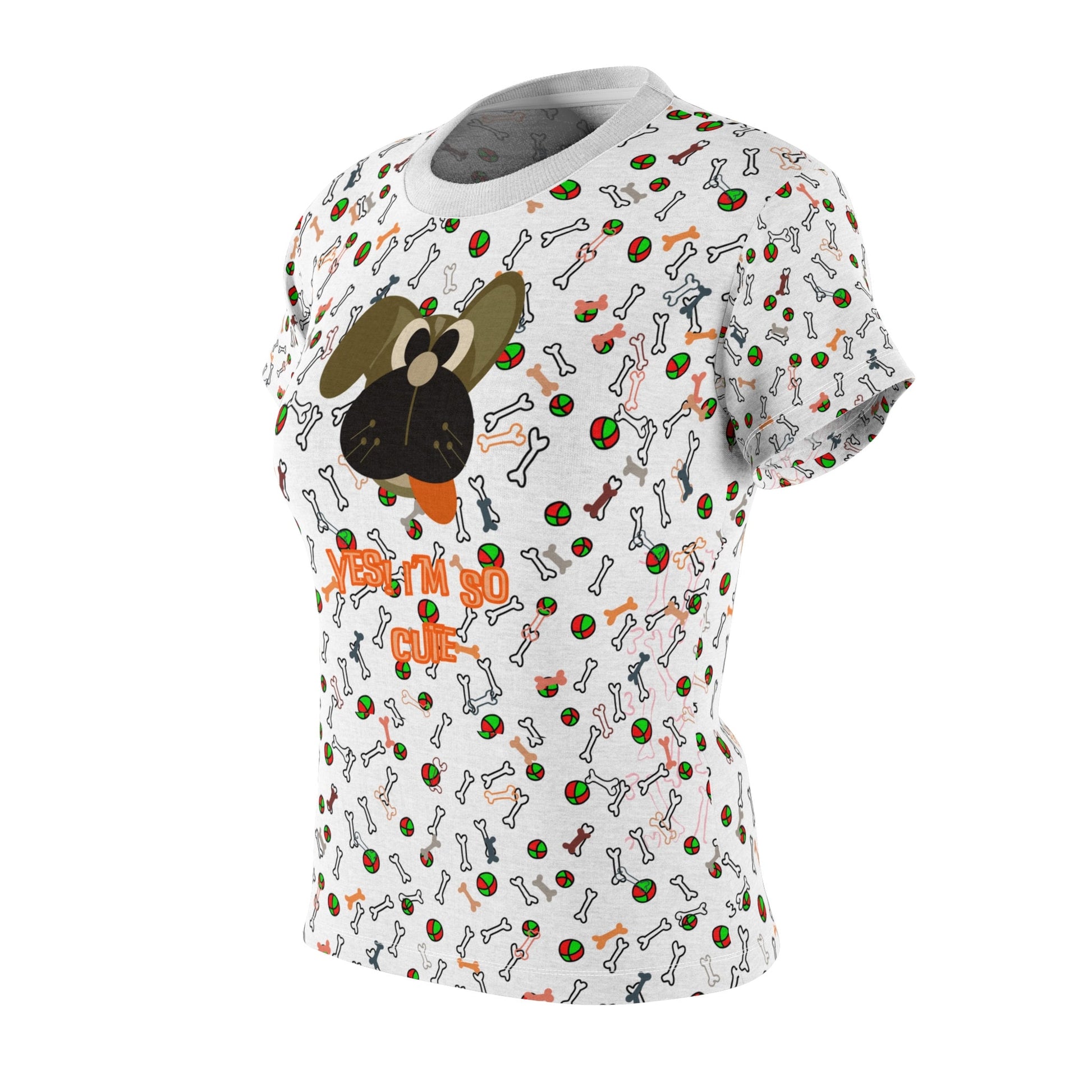 Cute Puppy Bones And Balls Theme "All Over Print" Women's Cut & Sew T-Shirt