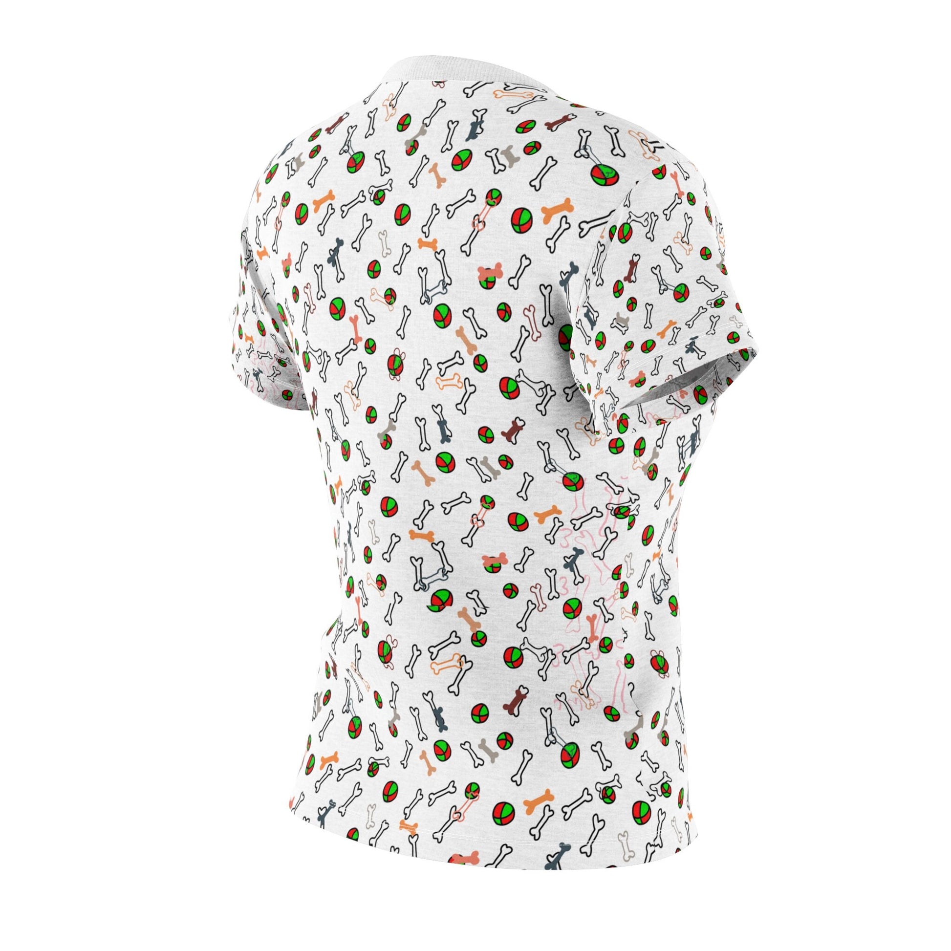 Cute Puppy Bones And Balls Theme "All Over Print" Women's Cut & Sew T-Shirt