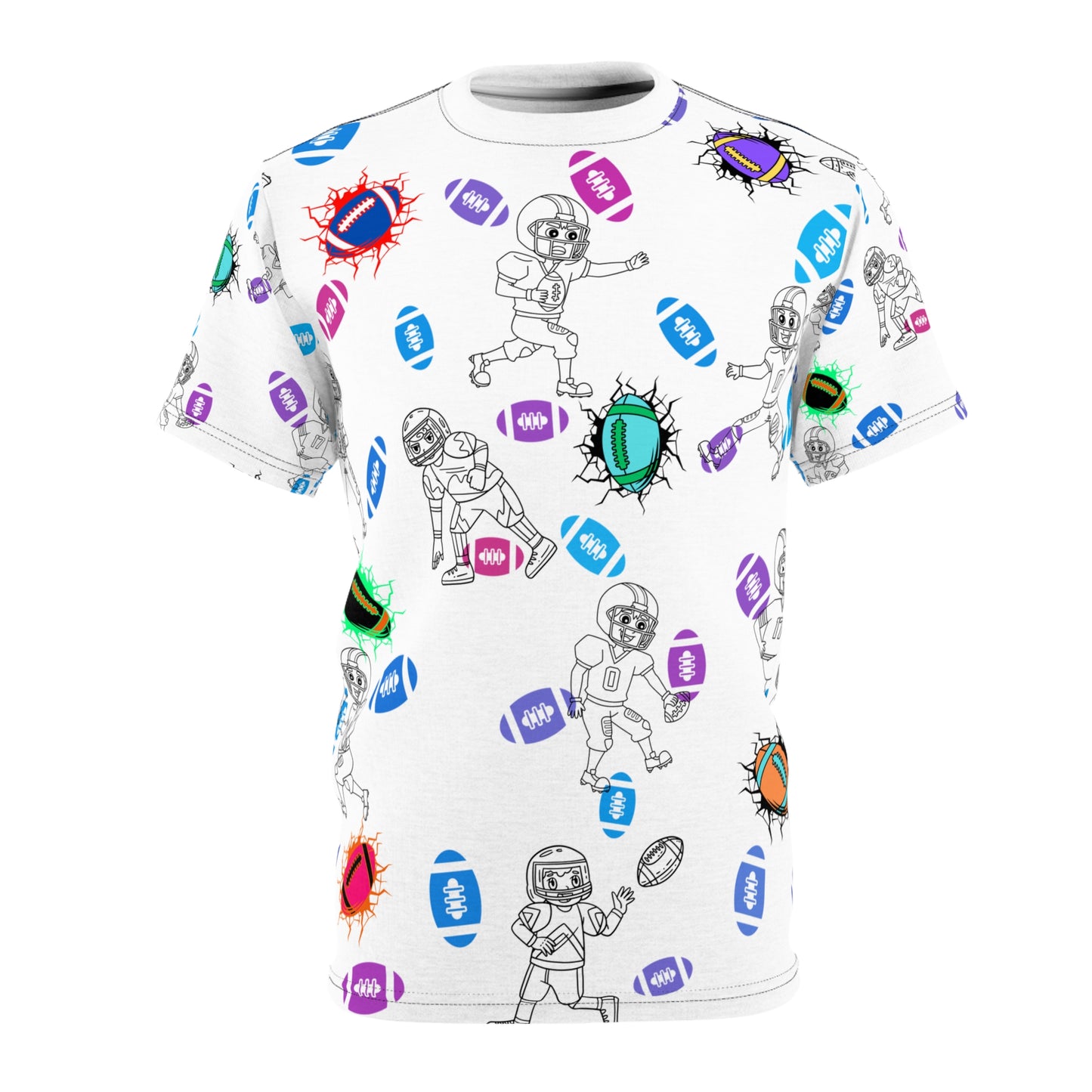 Colorful All Over Print Football T-shirt