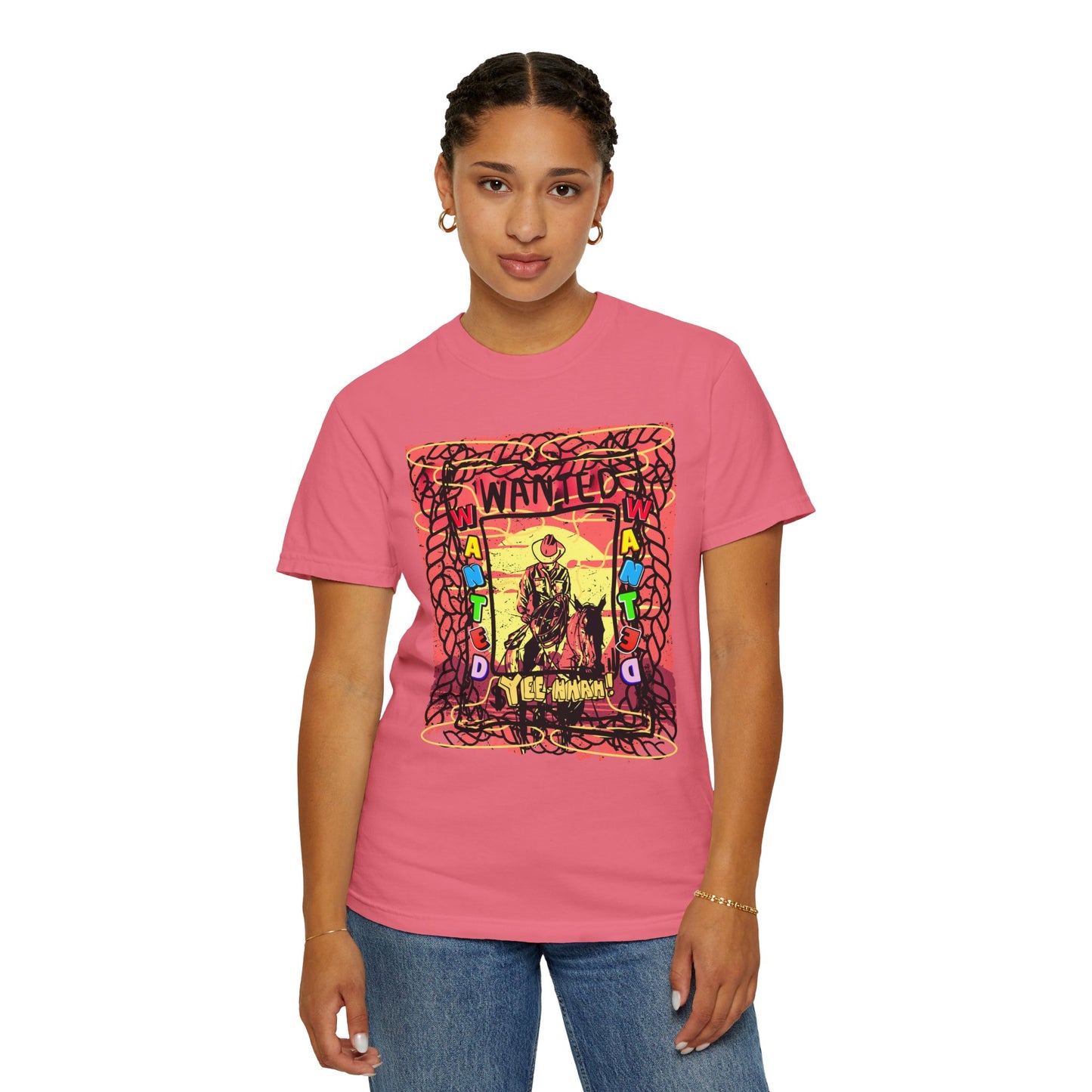 Wanted Cowboy Poster Design Comfort Colors T-shirt