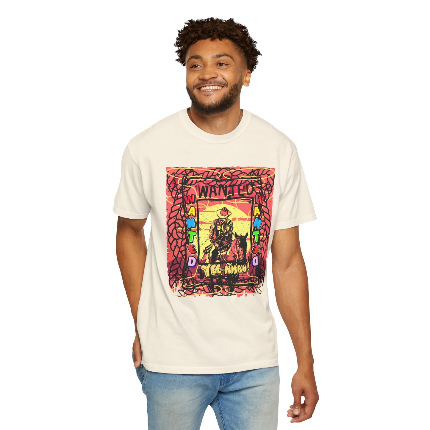 Wanted Cowboy Poster Design Comfort Colors T-shirt