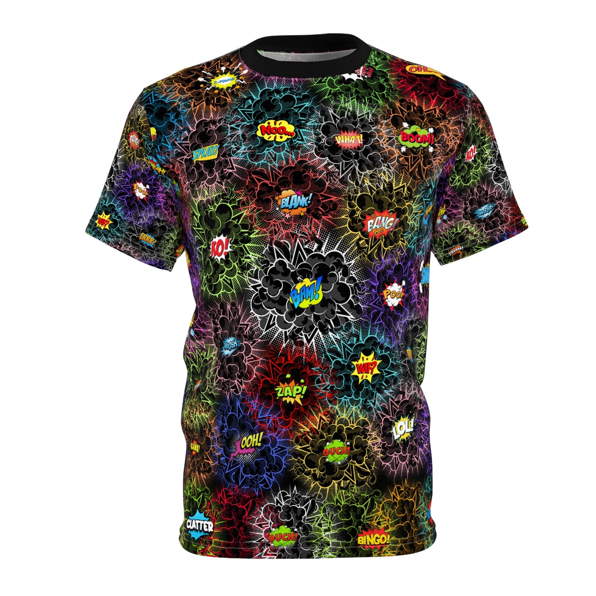 Dark Whimsical Comic Book Speech Bubbles Unisex T-Shirt Unisex Cut & Sew T-Shirt (AOP)