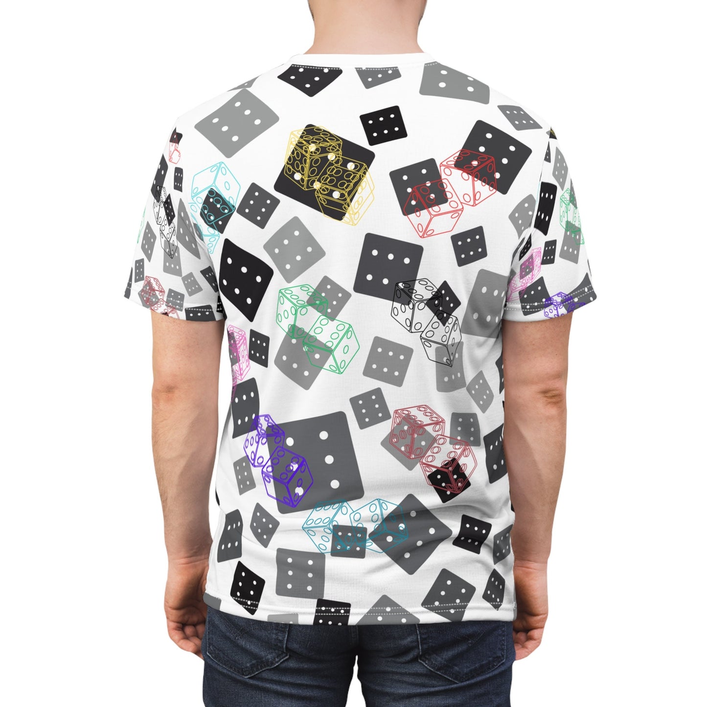 Colorful "Dicey Dice" All Over Print Unisex Cut & Sew T-Shirt