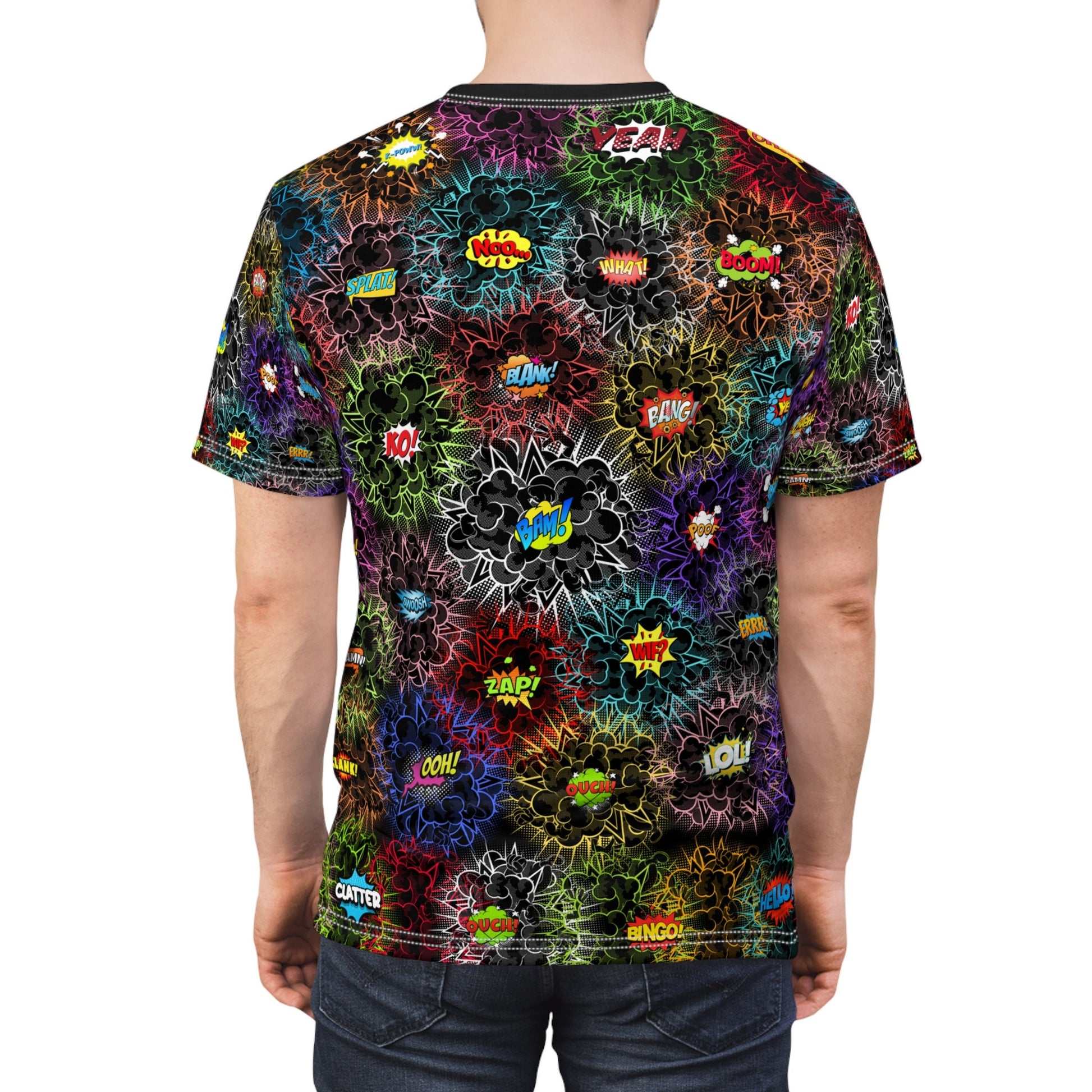 Dark Whimsical Comic Book Speech Bubbles Unisex T-Shirt Unisex Cut & Sew T-Shirt (AOP)
