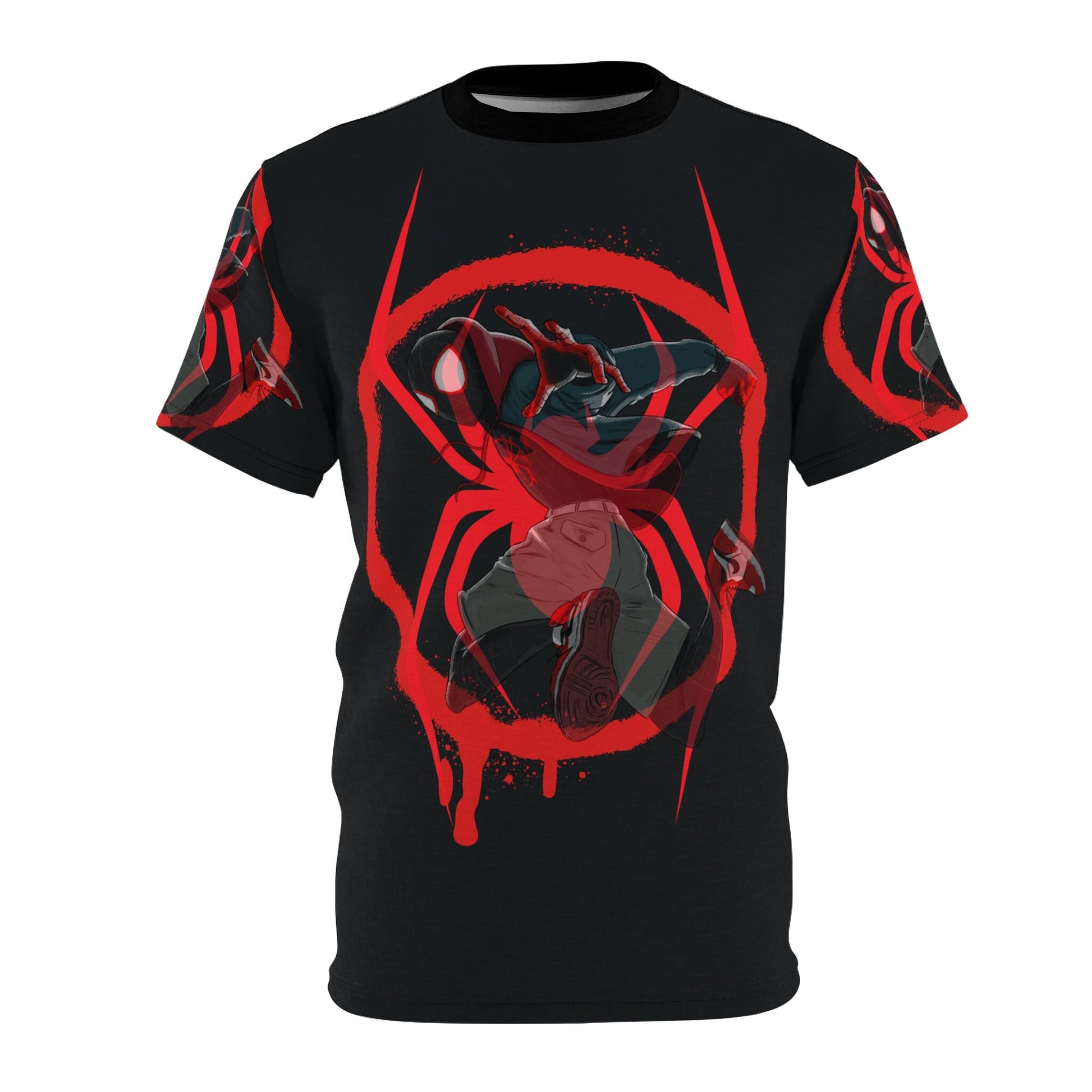 Miles Morales Unisex Cut & Sew Black Tee (AOP)